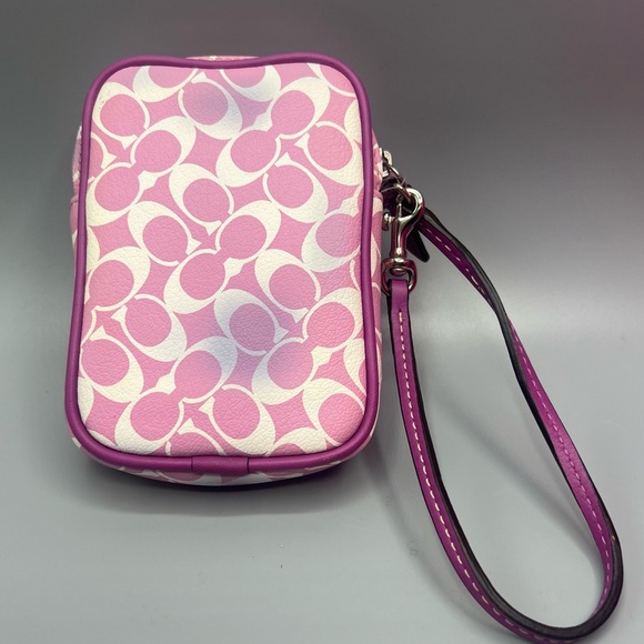 Coach Pink Stripe Signature Pouch Wristlet - Picture 2 of 6